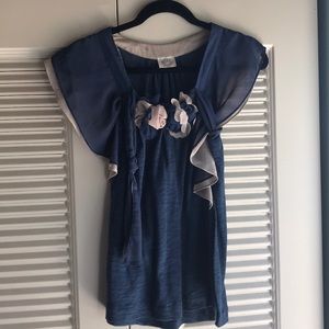 Blue Tan Blouse